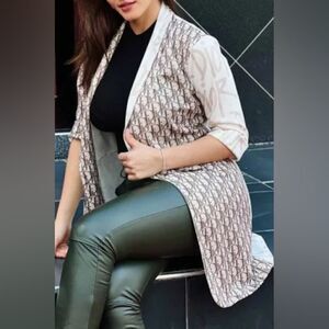 Chic Casual Print Patchwork Short Sleeve Outerwear - Size S”
